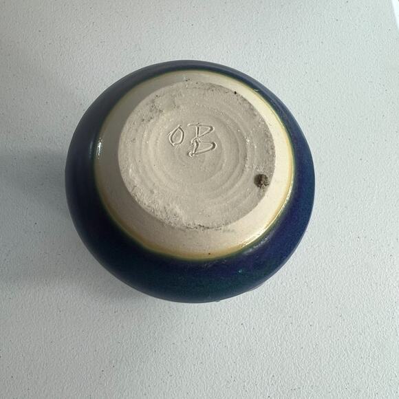 Studio Art Pottery Vase 6.5" Aqua Blue Glaze Drip Salt Glaze - Picture 15 of 16